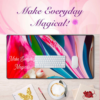 Motivation Quote Flower Collage Liquify Abstract Desk Mat