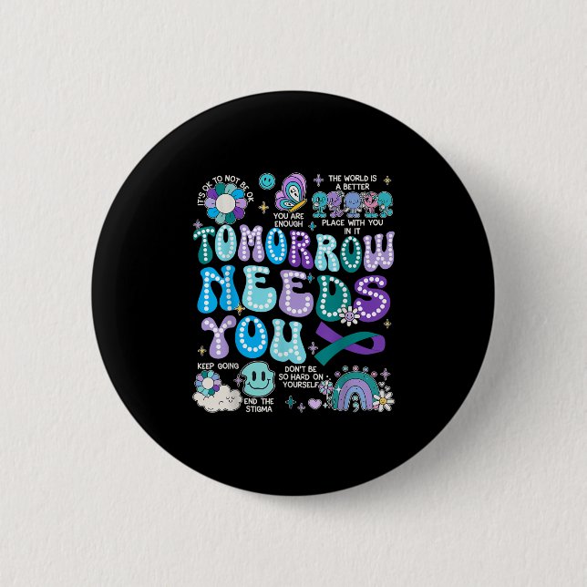 Motivation Ribbon Suicide Prevention Awarenes Wome 6 Cm Round Badge (Front)
