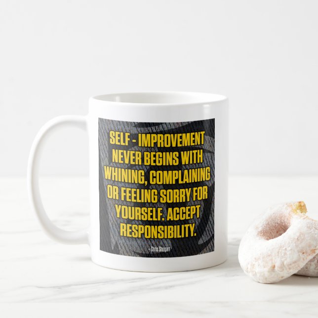 Motivation - Self-Improvement - Inspirational Coffee Mug (With Donut)