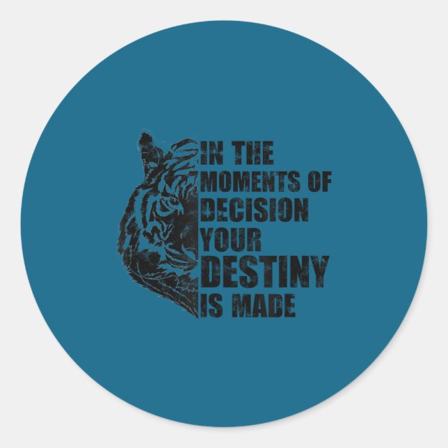 Motivation Success Mindset Quote With Tiger - Moti Classic Round Sticker (Front)