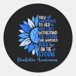 Motivation Support Squad Sunflower Blue Diabetes A Classic Round Sticker