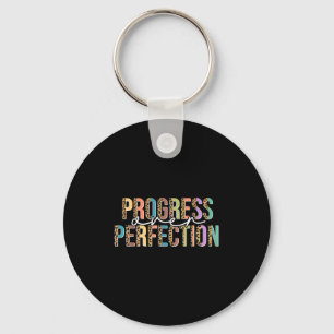 Motivation Women Teacher Shirt Progress Over Perfe Key Ring
