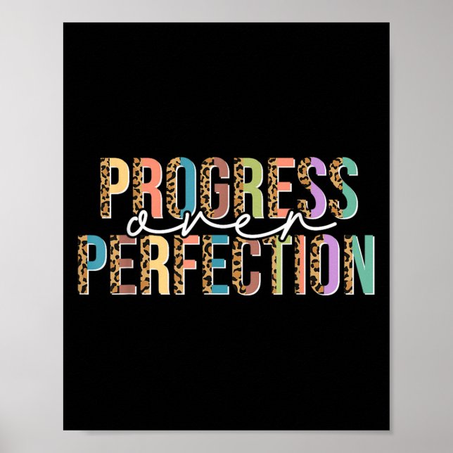 Motivation Women Teacher Shirt Progress Over Perfe Poster (Front)
