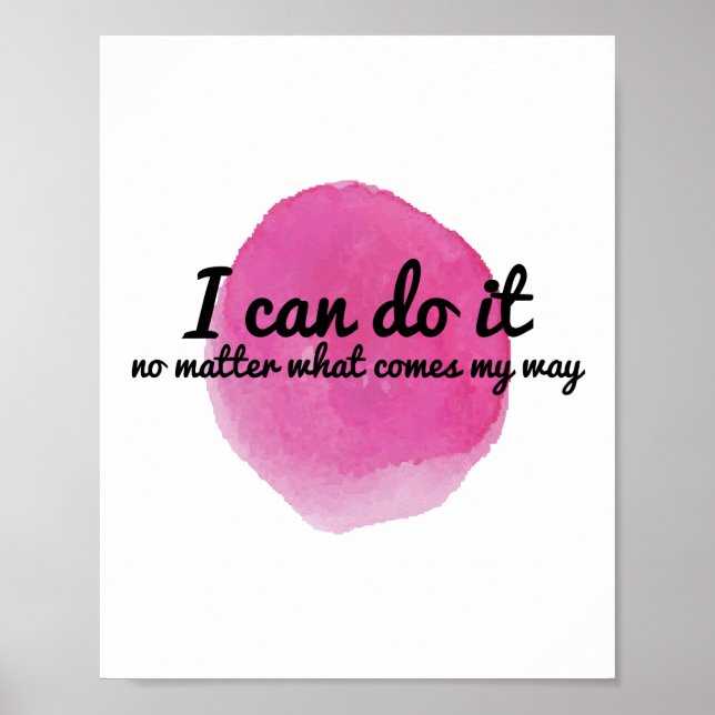 motivational affirmation for working hard poster (Front)