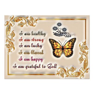 Motivational affirmations with golden motif photo print