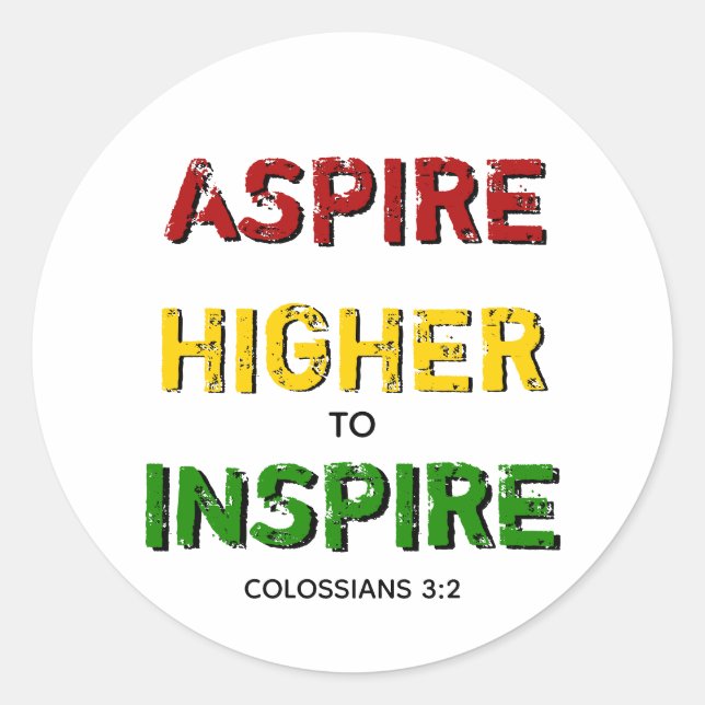 Motivational ASPIRE HIGHER INSPIRE Christian BHM Classic Round Sticker (Front)