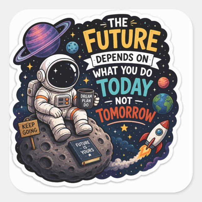 Motivational Astronaut Sticker  (Front)