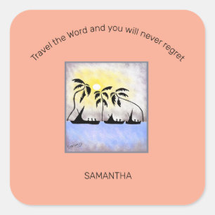 Motivational, Awesome Full Moon Sailing  Square Sticker