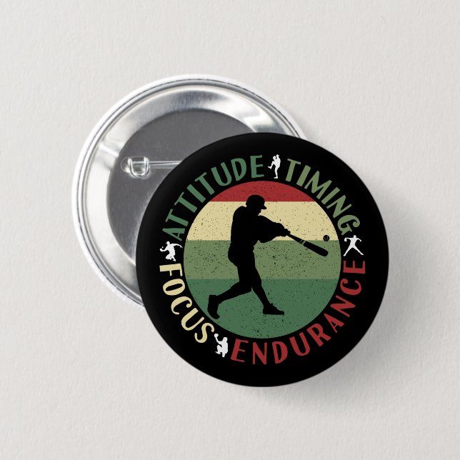 Motivational Baseball Team Values 6 Cm Round Badge (Front & Back)