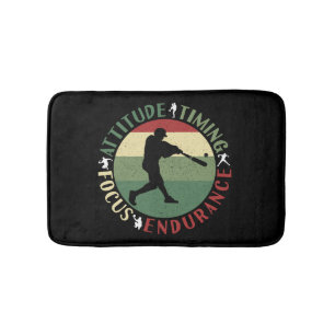 Motivational Baseball Team Values Bath Mat