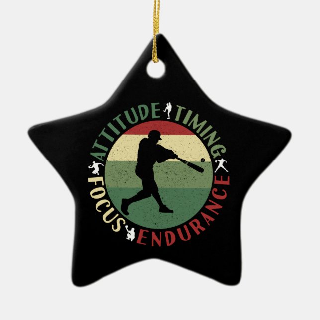 Motivational Baseball Team Values Ceramic Ornament (Front)