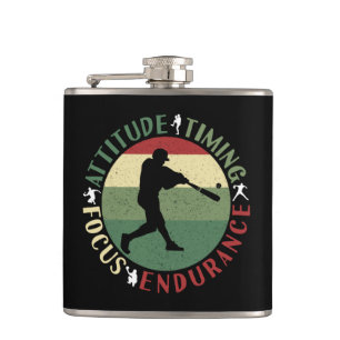 Motivational Baseball Team Values Hip Flask