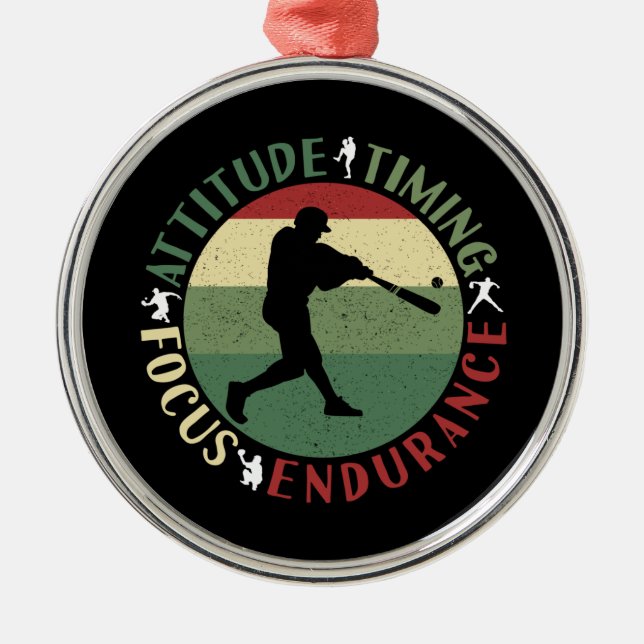 Motivational Baseball Team Values Metal Ornament (Front)