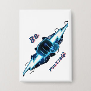 Motivational "Be Yourself" Blue Lightning Bolt Fis