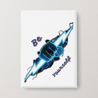 Motivational "Be Yourself" Blue Lightning Bolt Fis