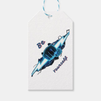 Motivational "Be Yourself" Blue Lightning Bolt Fis Gift Tags
