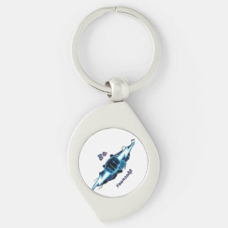 Motivational "Be Yourself" Blue Lightning Bolt Fis Key Ring