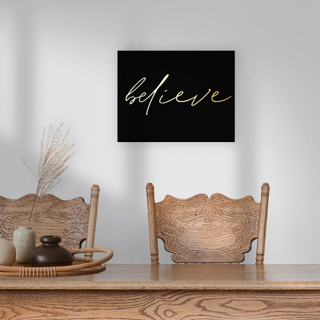 Motivational Believe Script Black Real Foil Prints (Creator Uploaded)