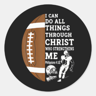 Motivational Bible Verse Christian Gifts Football Classic Round Sticker