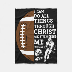Motivational Bible Verse Christian Gifts Football Fleece Blanket