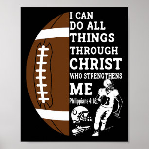 Motivational Bible Verse Christian Gifts Football  Poster