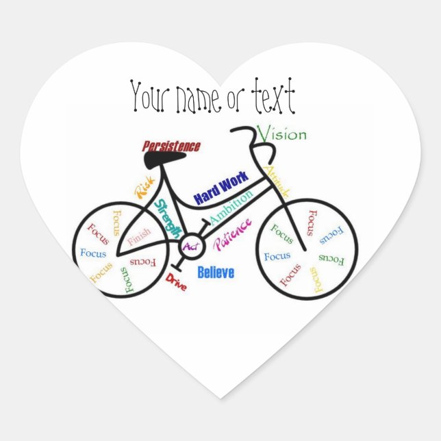 Motivational Bike, Bicycle, Cycling, Sport, Hobby Heart Sticker (Front)