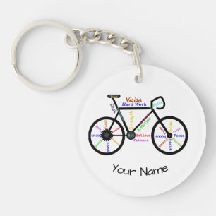 Motivational Bike, Cycle, Biking Sport Custom Name Key Ring
