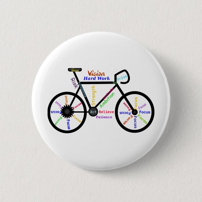 Motivational Bike, Cycle, Biking, Sport Words 6 Cm Round Badge (Front)