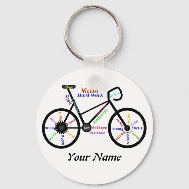 Motivational Bike, Cycle, Biking, Sport Words Key Ring (Front)
