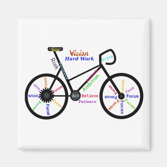 Motivational Bike, Cycle, Biking, Sport Words Magnet (Front)
