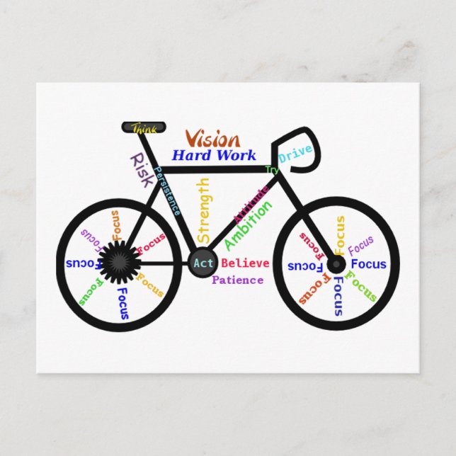 Motivational Bike, Cycle, Biking, Sport Words Postcard (Front)
