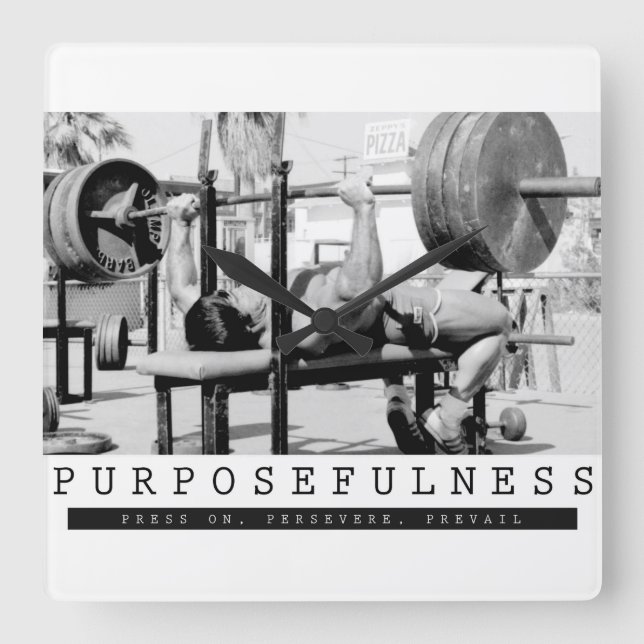 Motivational Bodybuilding Gym Square Wall Clock (Front)