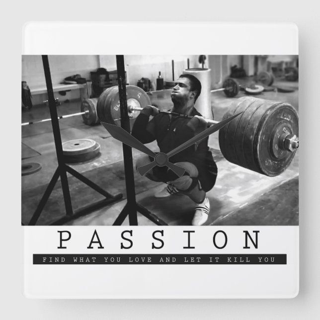 Motivational Bodybuilding Gym Square Wall Clock (Front)