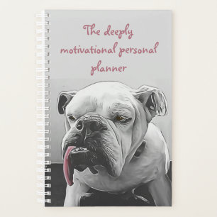 Motivational bulldog black white pink photo planner
