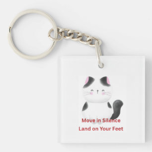 Motivational Cat Graphic Key Ring