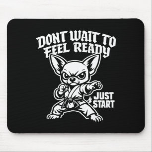 Motivational Chihuahua Karate Dog Funny Martial Mouse Pad