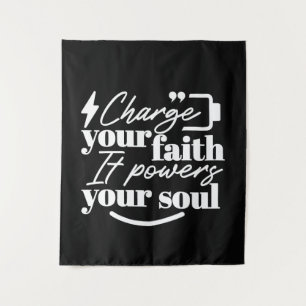 Motivational Christian Quote – Charge Your Faith Tapestry