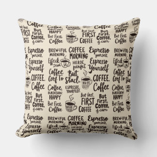 Motivational coffee phrase cushion