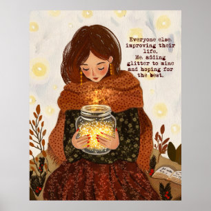 Motivational Cozy Autumn Girl Wall Art Print