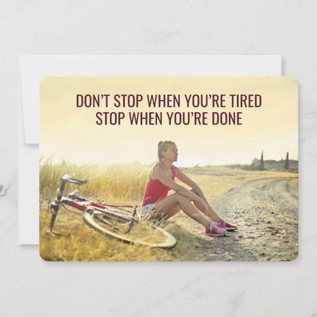 Motivational Cycling Print – Customisable Quote Holiday Card (Front)