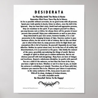 Motivational Desiderata Poem by Max Ehrmann Poster