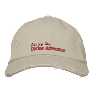 Motivational Divine Adventure Quote Pink Rustic Embroidered Hat