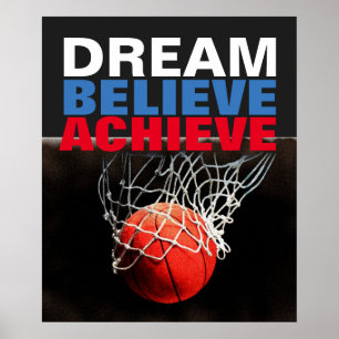 Motivational Dream Believe Achieve Basketball Poster