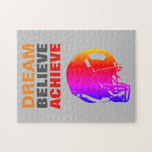 Motivational Dream Believe Achieve Football Jigsaw Puzzle