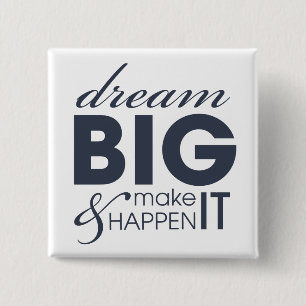Motivational Dream Work Success 15 Cm Square Badge