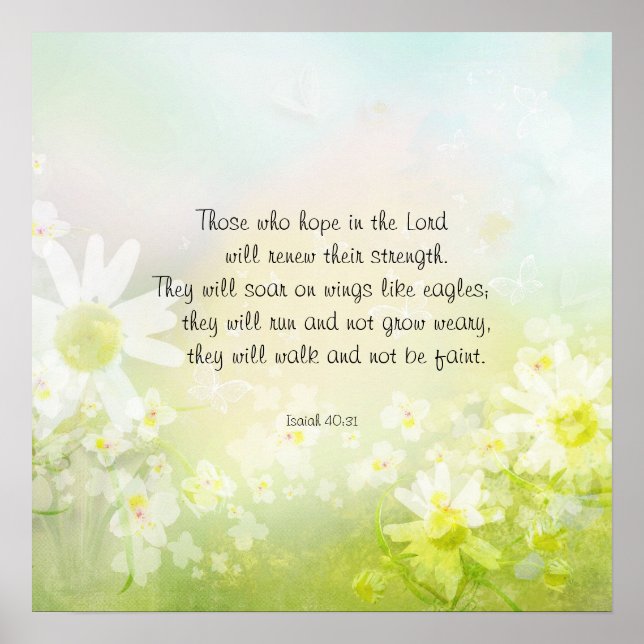 Motivational Encouraging Scripture with Daisies Poster (Front)