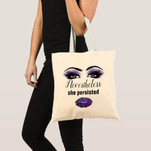 Motivational Eyelashes Makeup Kiss Lips Custom Tote Bag