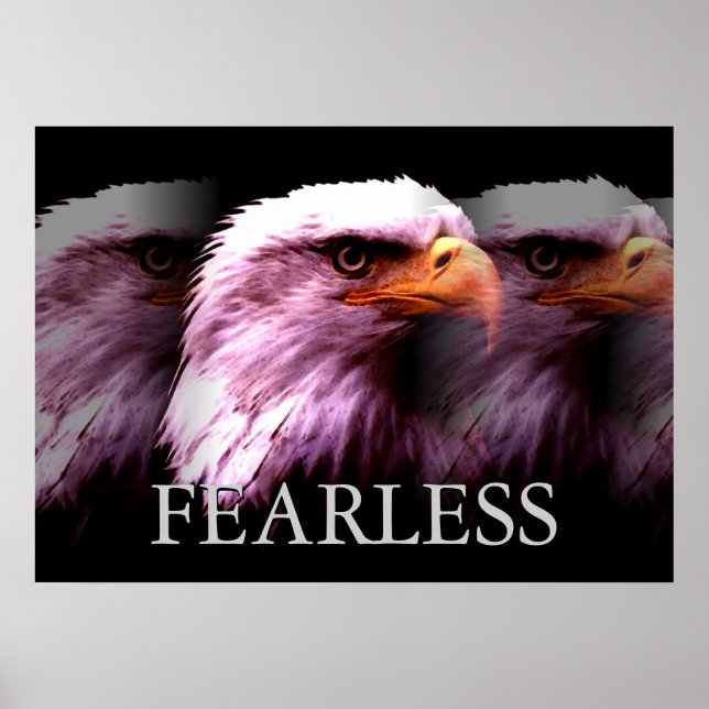 Motivational Fearless American Bald Eagle Poster (Front)