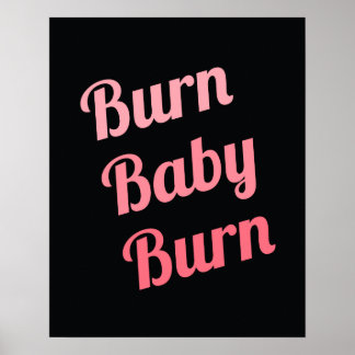 Motivational Fitness Burn Baby Black Pink Poster
