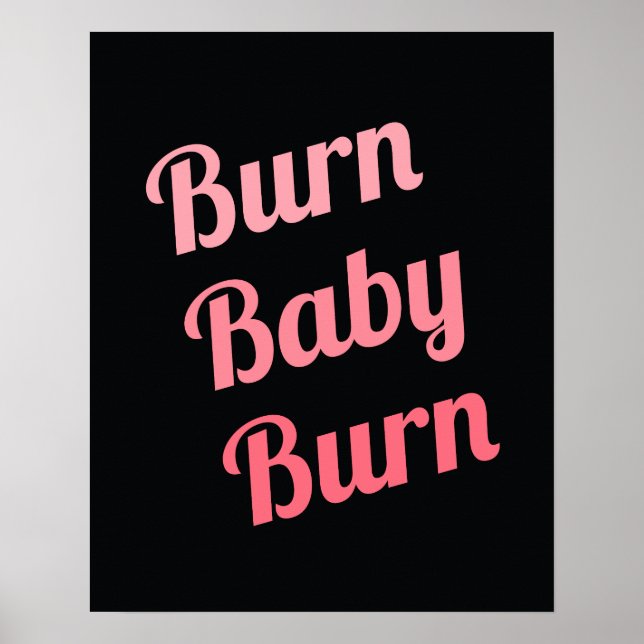 Motivational Fitness Burn Baby Black Pink Poster (Front)